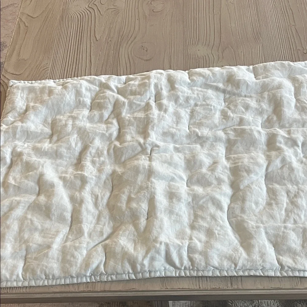 Pottery barn Belgian flax tufted blue frost standard size